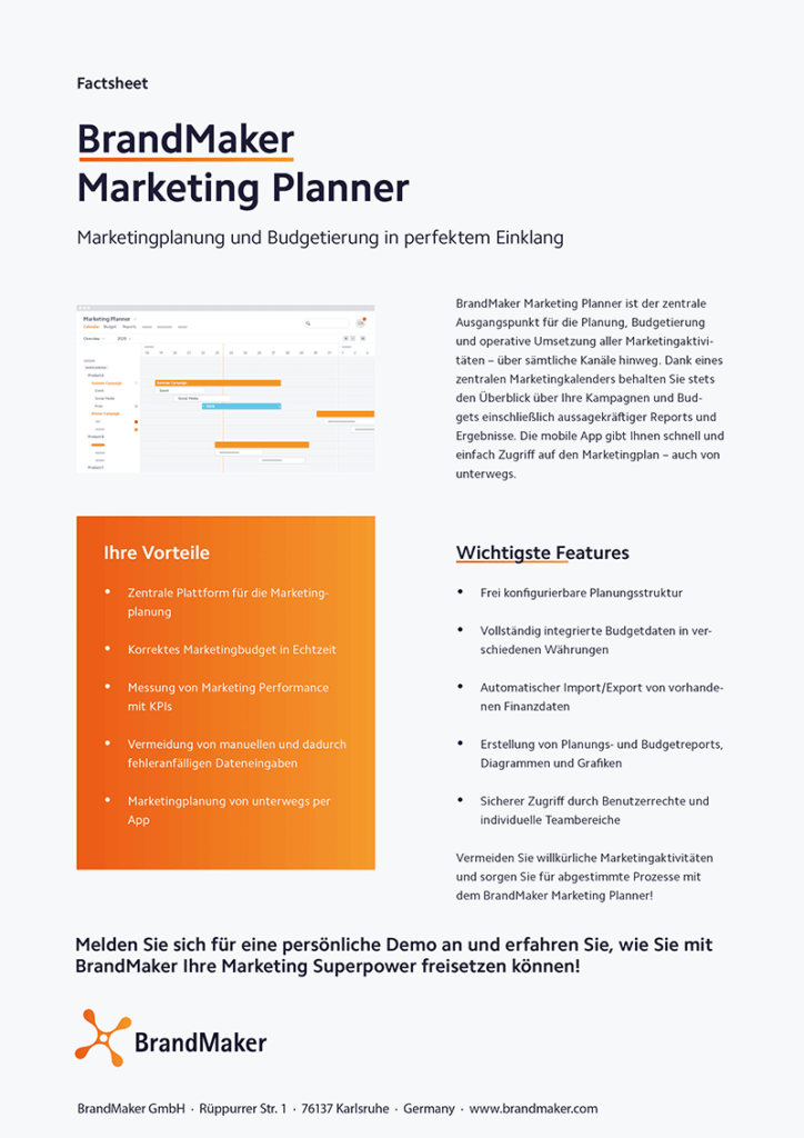 BrandMaker Product Factsheet Marketing Planner