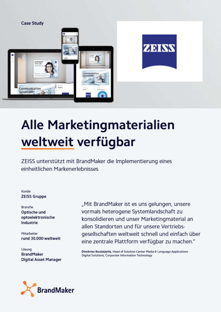 ZEISS Case Study - BrandMaker. Alle Marketingmaterialien weltweit verfügbar